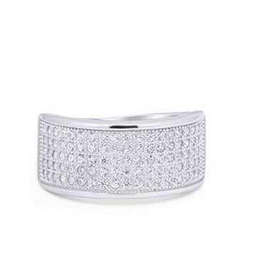 Half Eternity Wedding Ring Band 6 Row Pave Simulated CZ 925 Sterling Silver